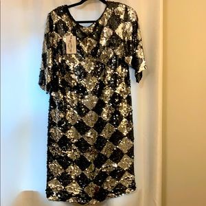 ALL sequin silk-lined 1980’s retro party dress
